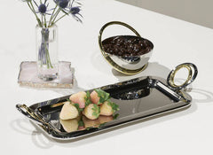 Silver and brass vanity tray