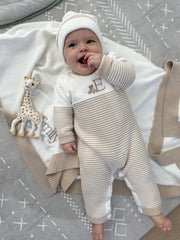 Monogrammed striped onesie