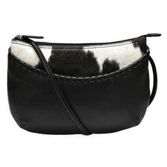 Leather and calf hair crossbody