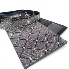 Black/silver jeweled luggage tag