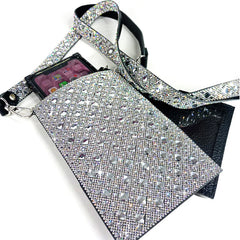 Silver jeweled cellphone purse