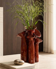 Red ceramic vase