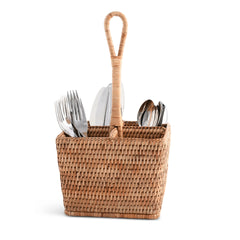Rattan utensil caddy
