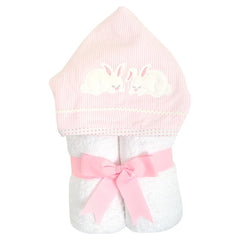 Pink bunny hooded towel